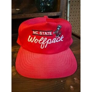 Vintage NC State Wolfpack Snapback Hat Red Tuffy Mascot NCAA Collegiate Cap